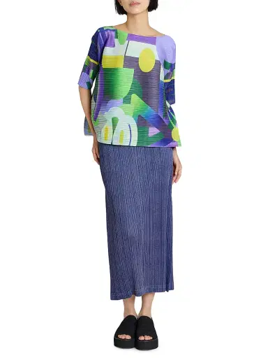 Pleats Please Issey Miyake Women's Playground Printed Pleated Top | Thumbnail 2