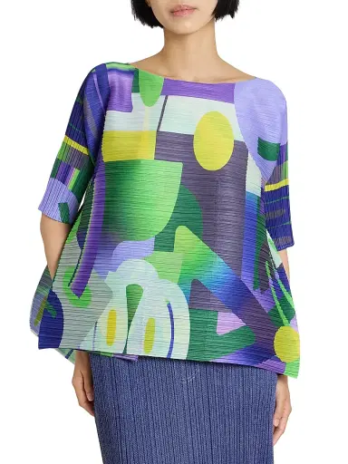 Pleats Please Issey Miyake Women's Playground Printed Pleated Top | Thumbnail 3