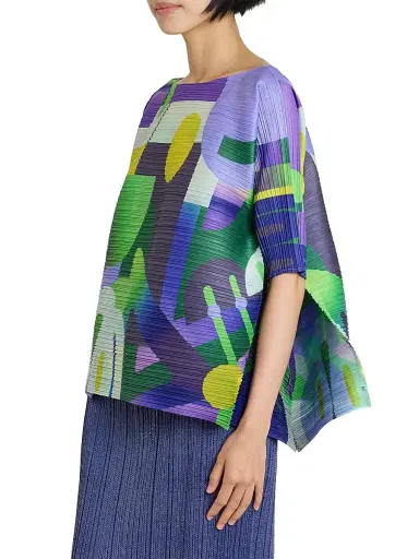 Pleats Please Issey Miyake Women's Playground Printed Pleated Top | Thumbnail 4