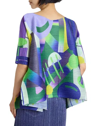 Pleats Please Issey Miyake Women's Playground Printed Pleated Top | Thumbnail 6