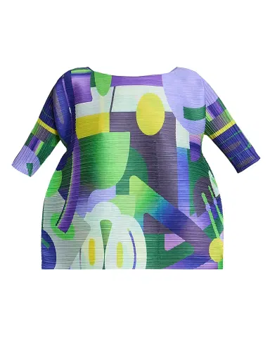 Pleats Please Issey Miyake Women's Playground Printed Pleated Top | Thumbnail 1