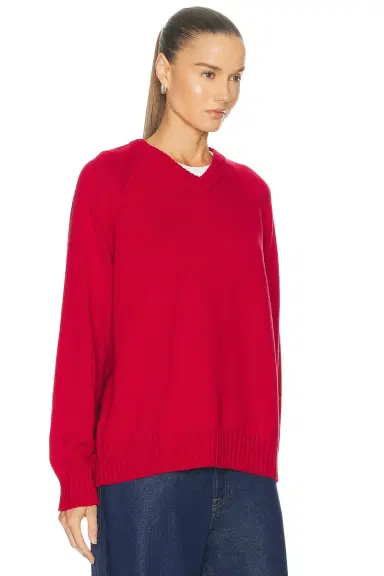 DONNI. The Cotton Knit V Neck Sweater | Thumbnail 2