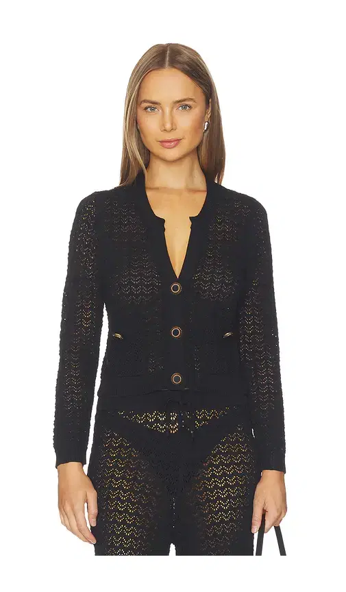 L'AGENCE Orla Pointelle Knit Cardigan