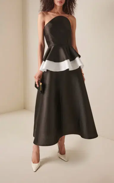 GRETA CONSTANTINE Cormorant Strapless Silk-Blend Maxi Dress | Thumbnail 3