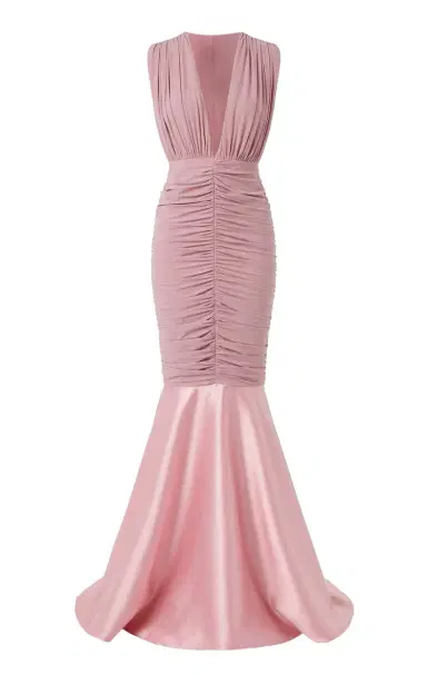 GRETA CONSTANTINE Mergan Ruched Silk-Wool Maxi Dress | Thumbnail 6 GRETA CONSTANTINE Mergan Ruched Silk-Wool Maxi Dress | Thumbnail 6