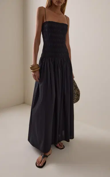 Matteau Shirred Cotton Drop-Waist Maxi Dress | Thumbnail 2 Matteau Shirred Cotton Drop-Waist Maxi Dress | Thumbnail 2