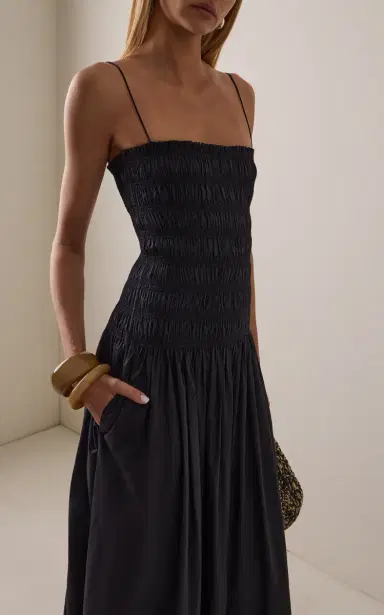 Matteau Shirred Cotton Drop-Waist Maxi Dress | Thumbnail 3 Matteau Shirred Cotton Drop-Waist Maxi Dress | Thumbnail 3