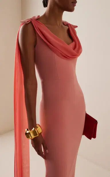 The New Arrivals Ilkyaz Ozel Exclusive Morticia Sash-Detailed Crepe Maxi Dress | Thumbnail 2