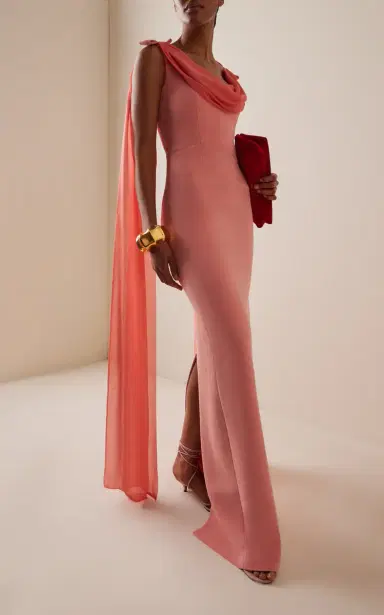 The New Arrivals Ilkyaz Ozel Exclusive Morticia Sash-Detailed Crepe Maxi Dress | Thumbnail 3