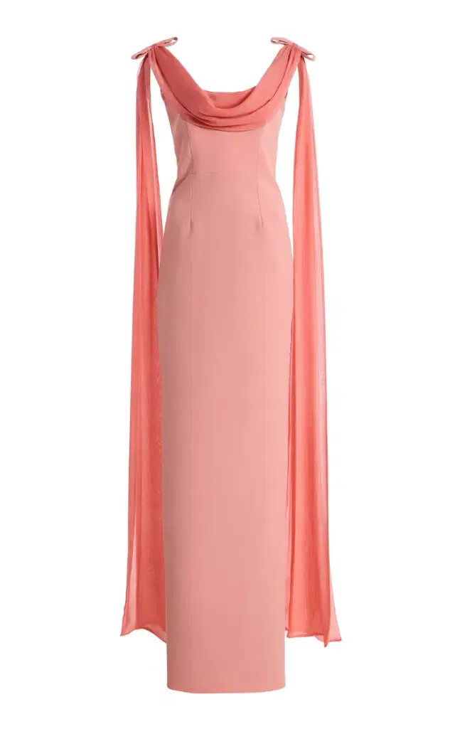 Exclusive Morticia Sash-Detailed Crepe Maxi Dress