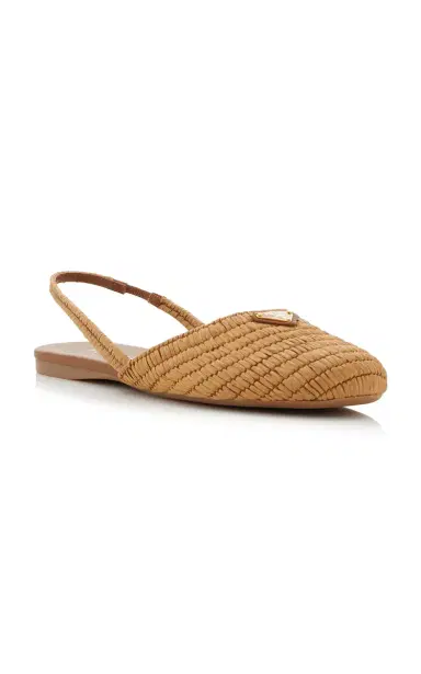 Prada Raffia Slingback Ballet Flats | Thumbnail 4