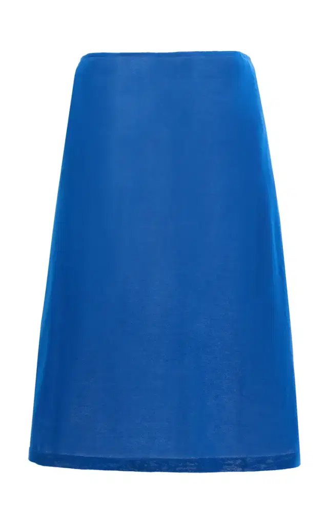 Cotton-Blend Sheet Knit Midi Skirt