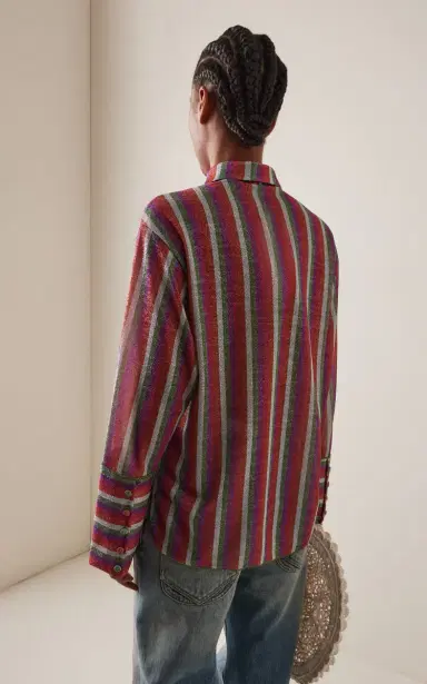 Oséree Lolita Striped Metallic Shirt | Thumbnail 4 Oséree Lolita Striped Metallic Shirt | Thumbnail 4