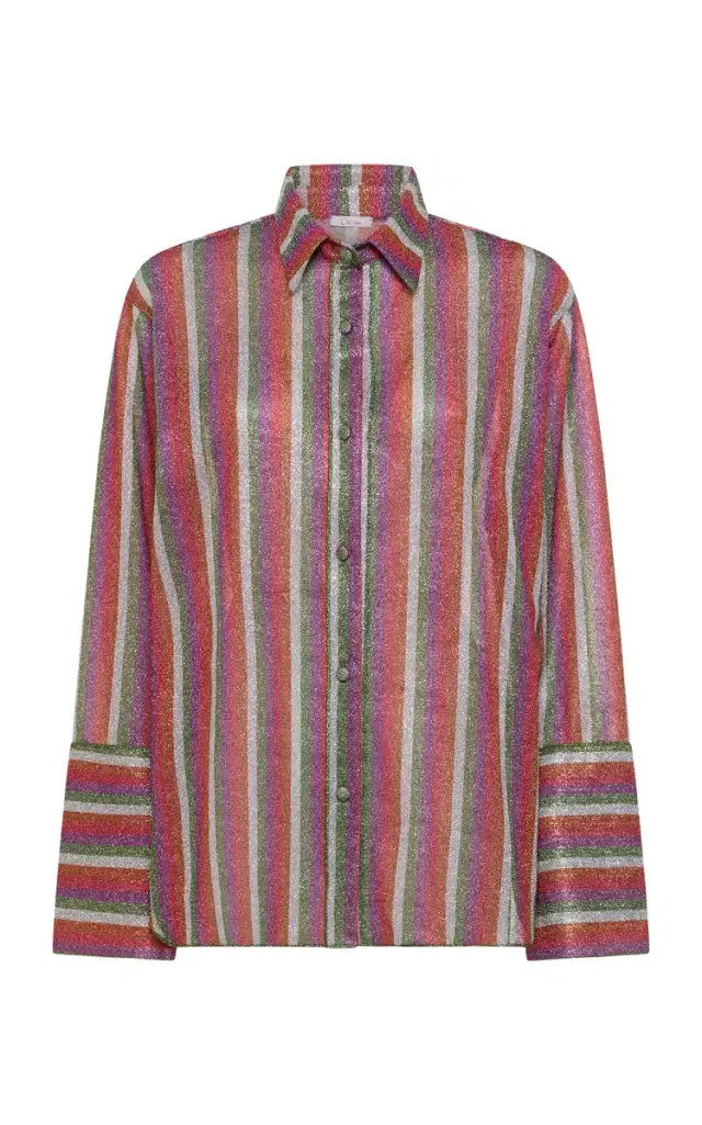Oseree Lolita Striped Metallic Shirt