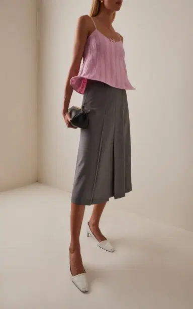Marie Adam-Leenaerdt Pleated Wool Midi Skirt | Thumbnail 2