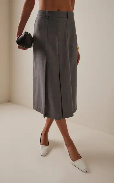 Marie Adam-Leenaerdt Pleated Wool Midi Skirt | Thumbnail 3