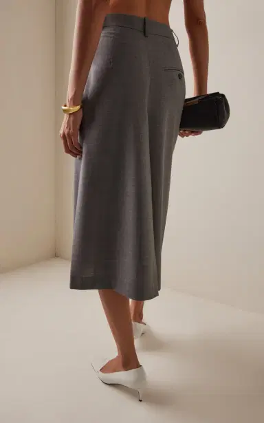 Marie Adam-Leenaerdt Pleated Wool Midi Skirt | Thumbnail 4