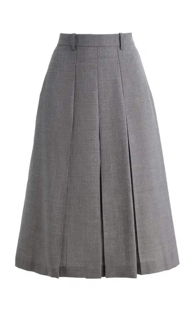 Pleated Wool Midi Skirt