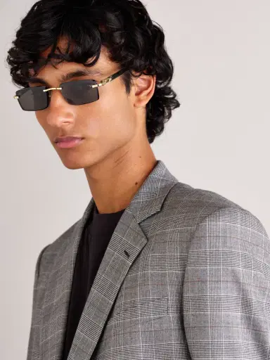 Cartier Eyewear Signature Rectangular-Frame Rimless Acetate and Gold-Tone Sunglasses - Men | Thumbnail 2
