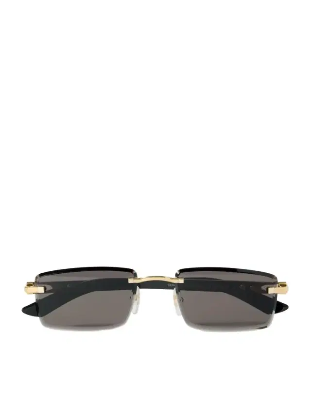 Cartier Eyewear Signature Rectangular-Frame Rimless Acetate and Gold-Tone Sunglasses - Men