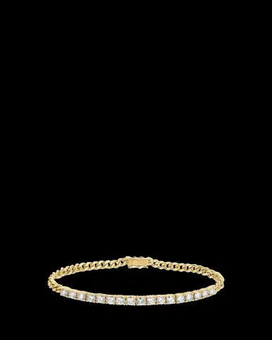 Anita Ko 18K Yellow Gold Cuban Link and Diamond Line Bracelet | Thumbnail 2