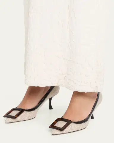 Roger Vivier 65mm Viv in the City Canvas and Leather Buckle Pumps | Thumbnail 2 Roger Vivier 65mm Viv in the City Canvas and Leather Buckle Pumps | Thumbnail 2