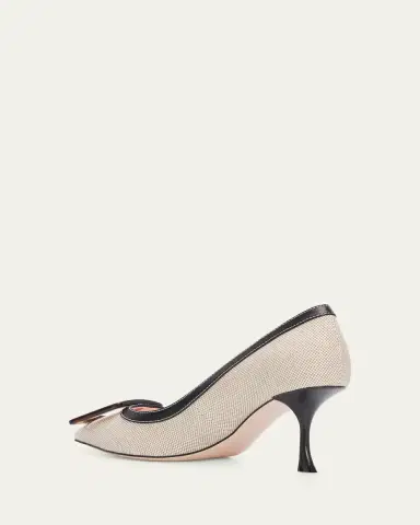 Roger Vivier 65mm Viv in the City Canvas and Leather Buckle Pumps | Thumbnail 4 Roger Vivier 65mm Viv in the City Canvas and Leather Buckle Pumps | Thumbnail 4