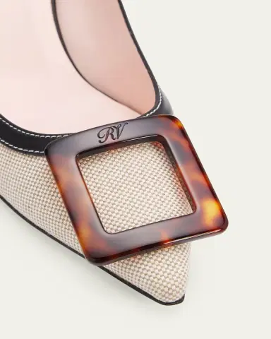 Roger Vivier 65mm Viv in the City Canvas and Leather Buckle Pumps | Thumbnail 5 Roger Vivier 65mm Viv in the City Canvas and Leather Buckle Pumps | Thumbnail 5