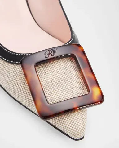 Roger Vivier 65mm Viv in the City Canvas and Leather Buckle Pumps | Thumbnail 9 Roger Vivier 65mm Viv in the City Canvas and Leather Buckle Pumps | Thumbnail 9