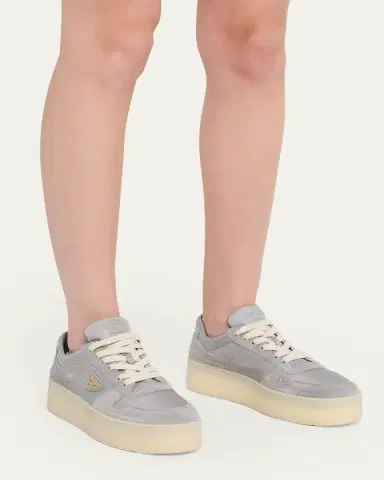 Prada Downtown Bold Re-Nylon and Suede Platform Sneakers | Thumbnail 2 Prada Downtown Bold Re-Nylon and Suede Platform Sneakers | Thumbnail 2