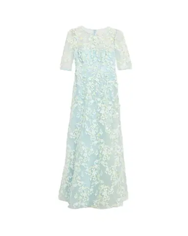 Rickie Freeman for Teri Jon Petal Applique Illusion Tulle Gown | Thumbnail 1