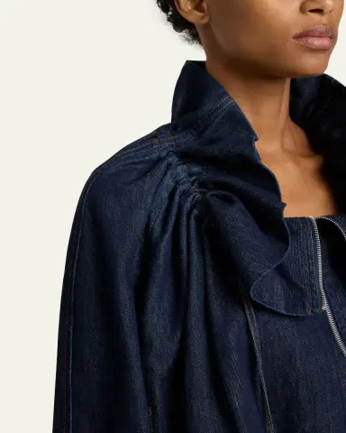Dries Van Noten Voly Ruffle-Collar Denim Zip Jacket | Thumbnail 5