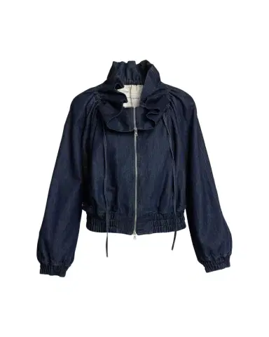 Dries Van Noten Voly Ruffle-Collar Denim Zip Jacket | Thumbnail 1