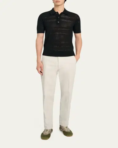 Dries Van Noten Men's Stripe Mesh Short-Sleeve Shirt | Thumbnail 2 Dries Van Noten Men's Stripe Mesh Short-Sleeve Shirt | Thumbnail 2