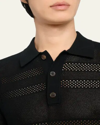 Dries Van Noten Men's Stripe Mesh Short-Sleeve Shirt | Thumbnail 5 Dries Van Noten Men's Stripe Mesh Short-Sleeve Shirt | Thumbnail 5