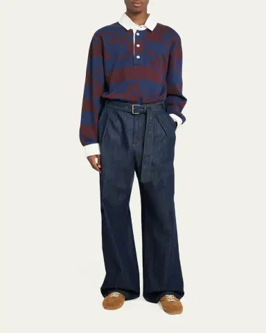 Dries Van Noten Men's Belted Loose Denim Pants | Thumbnail 2 Dries Van Noten Men's Belted Loose Denim Pants | Thumbnail 2