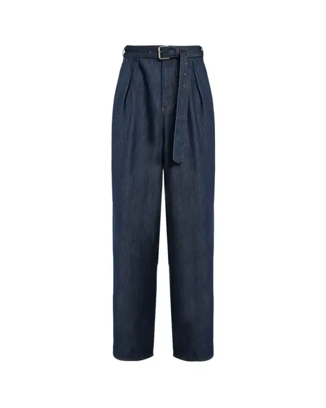 Dries Van Noten Men's Belted Loose Denim Pants