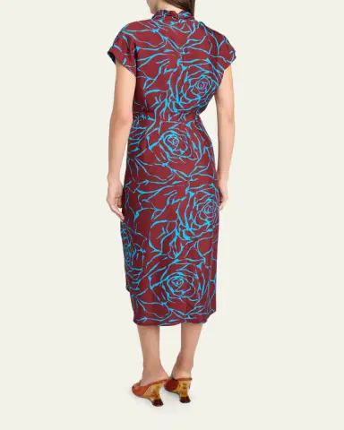 Dries Van Noten Dilian Floral Jacquard Draped Wrap Midi Dress | Thumbnail 3