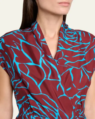 Dries Van Noten Dilian Floral Jacquard Draped Wrap Midi Dress | Thumbnail 5
