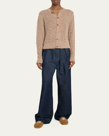 Dries Van Noten Men's Poly-Blend Openwork Cardigan Sweater | Thumbnail 2 Dries Van Noten Men's Poly-Blend Openwork Cardigan Sweater | Thumbnail 2