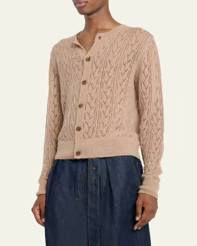 Dries Van Noten Men's Poly-Blend Openwork Cardigan Sweater | Thumbnail 4 Dries Van Noten Men's Poly-Blend Openwork Cardigan Sweater | Thumbnail 4
