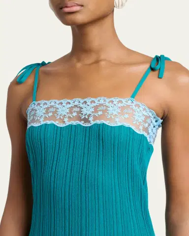Chloé Lace-Trim Sleeveless Rib Knit Mini Dress | Thumbnail 5 Chloé Lace-Trim Sleeveless Rib Knit Mini Dress | Thumbnail 5
