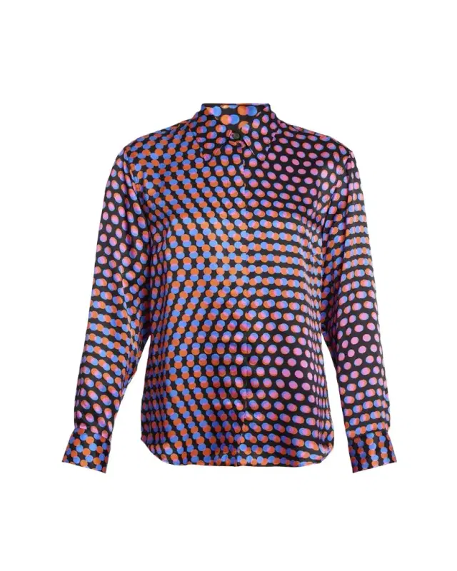 Chowy Dotted Silk Button-Front Shirt