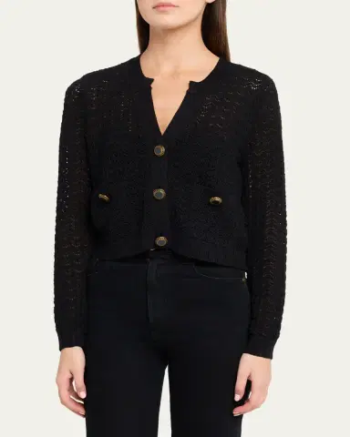 L'AGENCE Orla Pointelle Knit Cardigan | Thumbnail 4