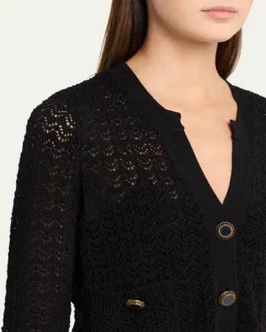 L'AGENCE Orla Pointelle Knit Cardigan | Thumbnail 5