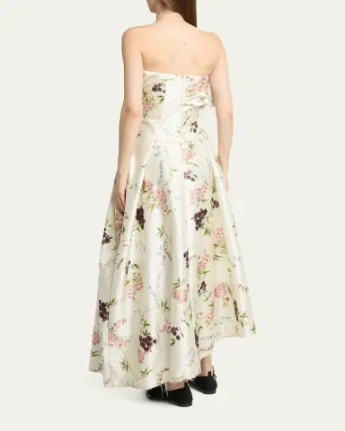 Erdem Strapless Floral-Print Textured Satin Gown | Thumbnail 3 Erdem Strapless Floral-Print Textured Satin Gown | Thumbnail 3