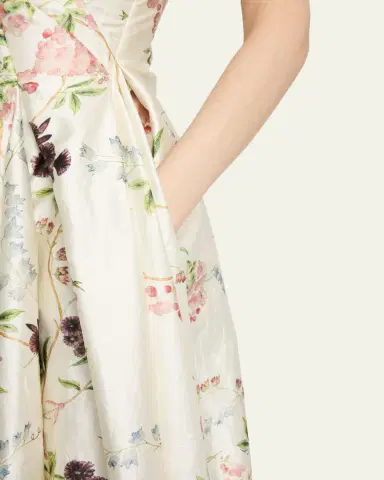 Erdem Strapless Floral-Print Textured Satin Gown | Thumbnail 5 Erdem Strapless Floral-Print Textured Satin Gown | Thumbnail 5