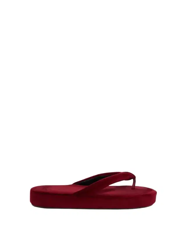 Jet Lag Stretch Velvet Platform Thong Sandals