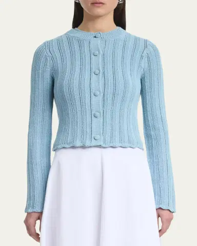 Altuzarra Mariette Lattice Knit Crewneck Cardigan | Thumbnail 4