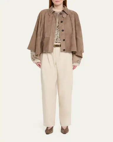 Brunello Cucinelli Suede Cape Jacket | Thumbnail 2 Brunello Cucinelli Suede Cape Jacket | Thumbnail 2